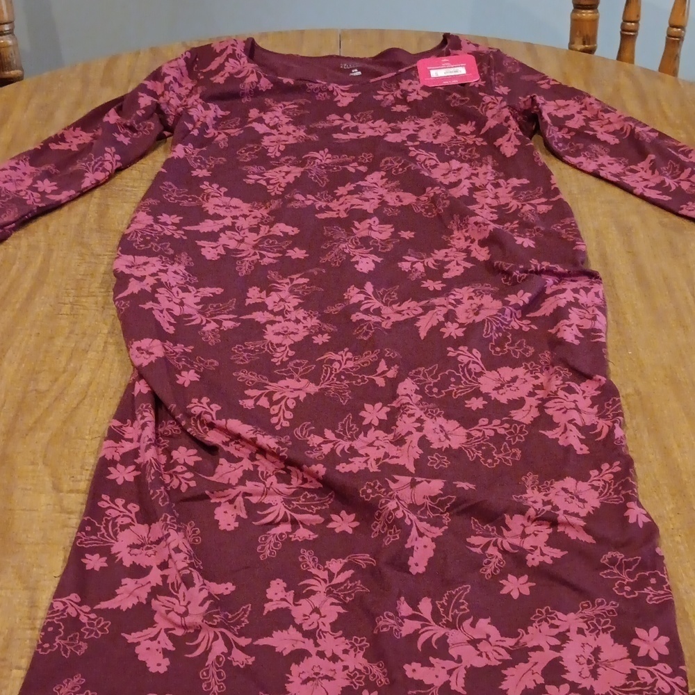 Isabel Maternity by Ingrid & Isabel Burgundy and Pink Floral Midi Dress